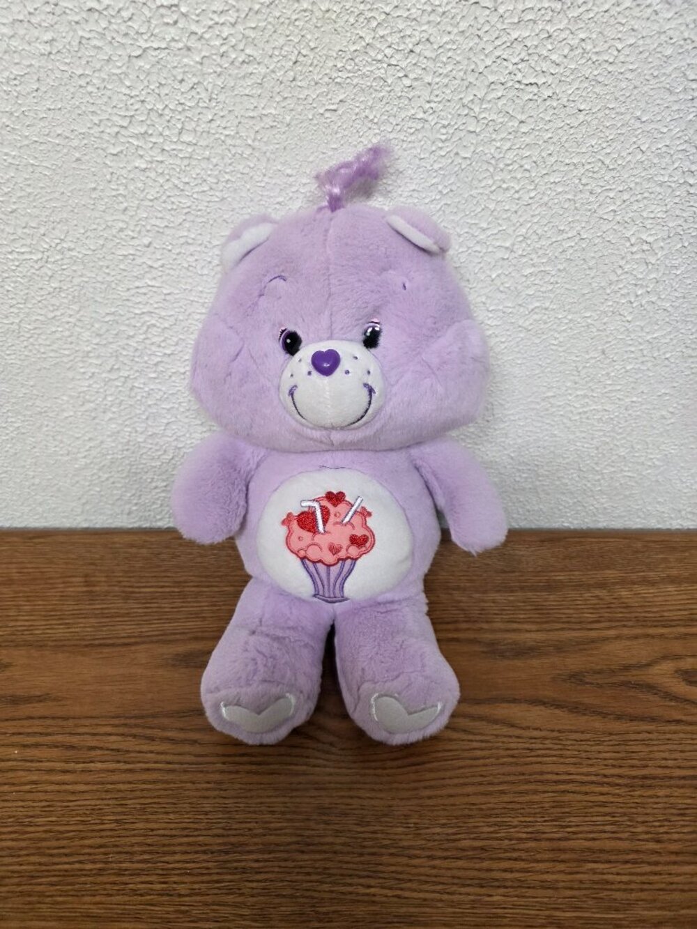 Plush 2018 Care Bears Share Bear Ice Cream Milkshake Purple 12" Stuffed Animal